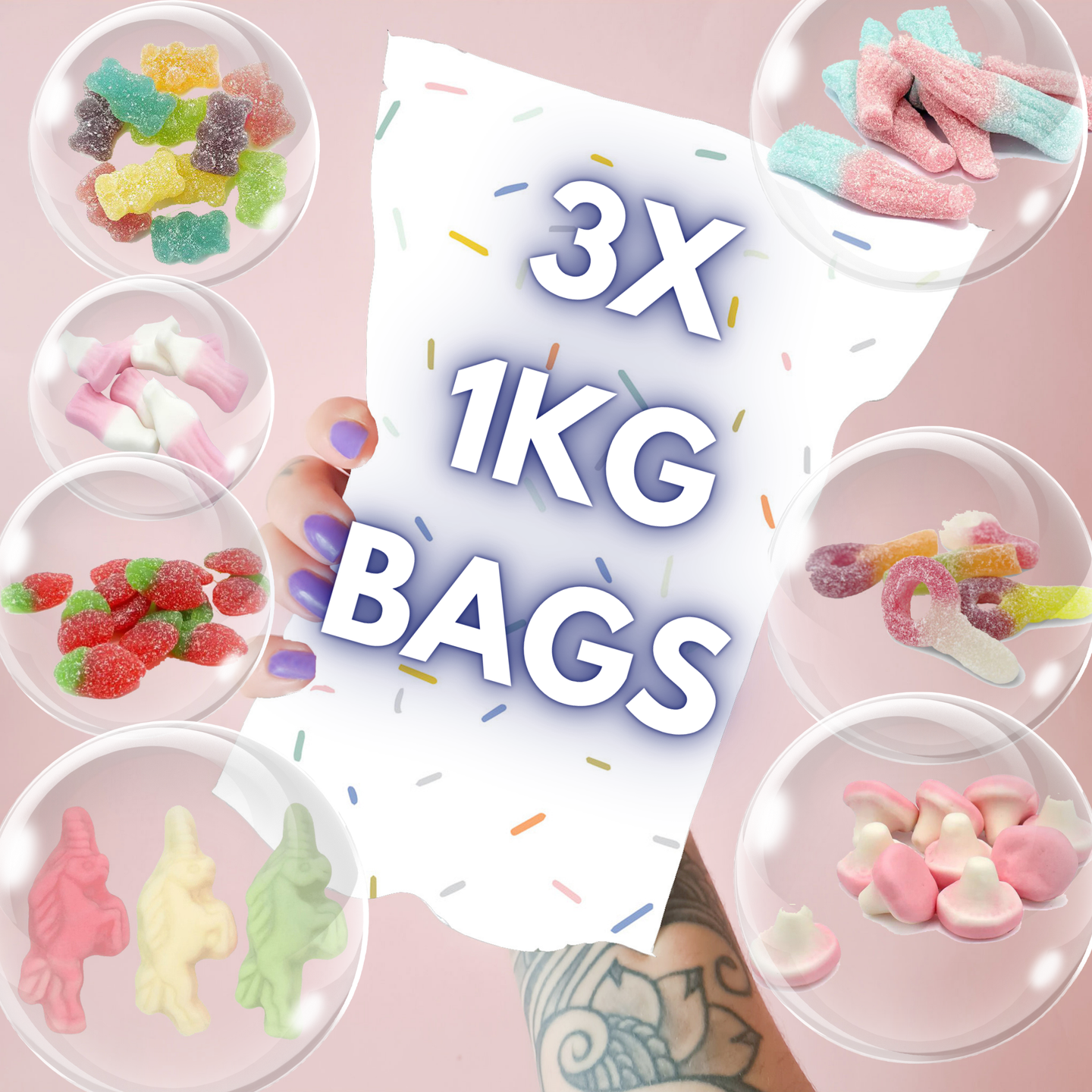3x RANDOM 1KG BAGS